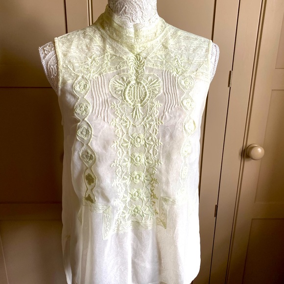 Topshop Tops - Top shop cream sleeveless high neck lace detail top 12